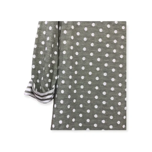 SzM Green/White Cuff Sleeve Top T by Talbots - Picture 2 of 9